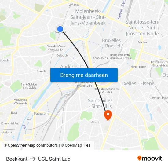 Beekkant to UCL Saint Luc map