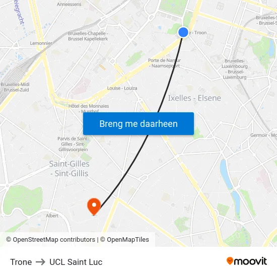 Trone to UCL Saint Luc map