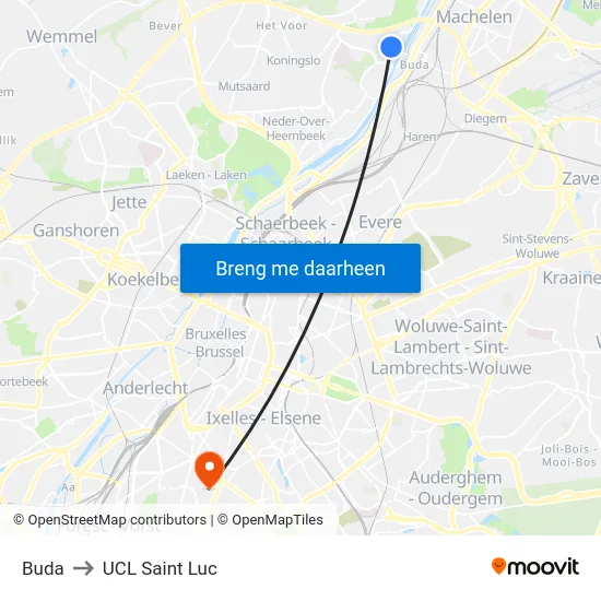 Buda to UCL Saint Luc map