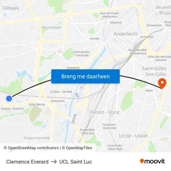 Clemence Everard to UCL Saint Luc map
