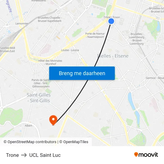 Trone to UCL Saint Luc map
