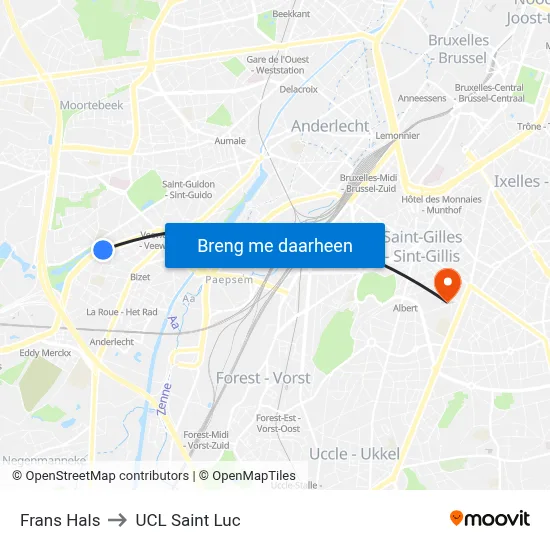 Frans Hals to UCL Saint Luc map