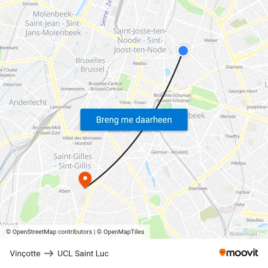 Vinçotte to UCL Saint Luc map