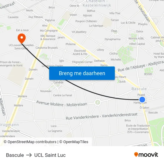 Bascule to UCL Saint Luc map