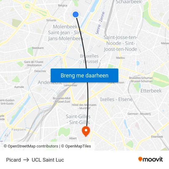 Picard to UCL Saint Luc map