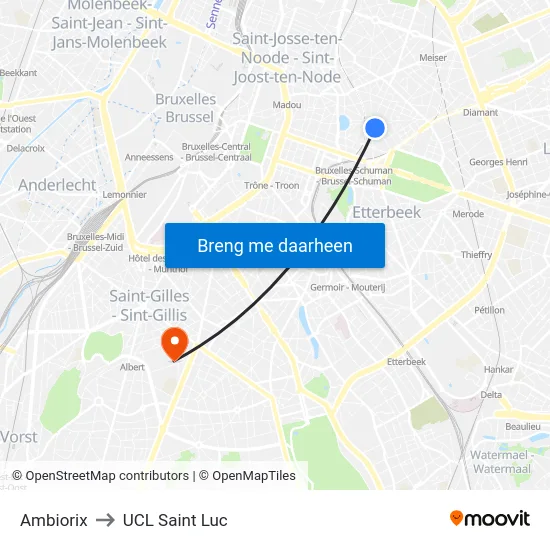Ambiorix to UCL Saint Luc map