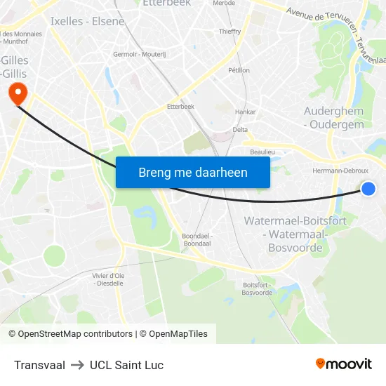 Transvaal to UCL Saint Luc map