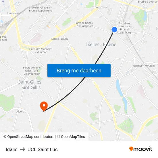 Idalie to UCL Saint Luc map