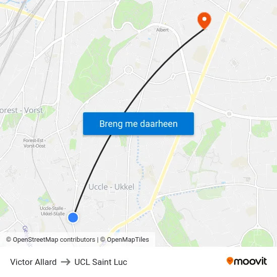 Victor Allard to UCL Saint Luc map