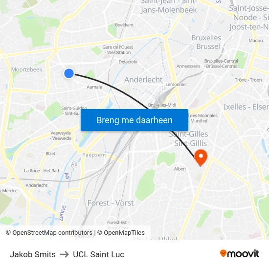 Jakob Smits to UCL Saint Luc map