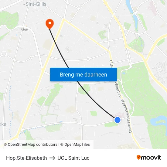 Hop.Ste-Elisabeth to UCL Saint Luc map