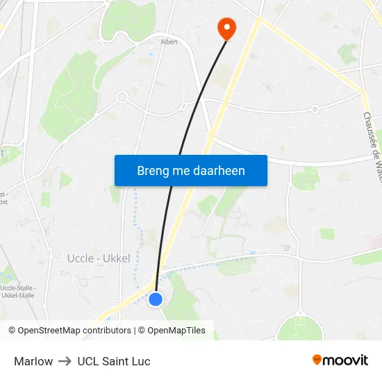 Marlow to UCL Saint Luc map