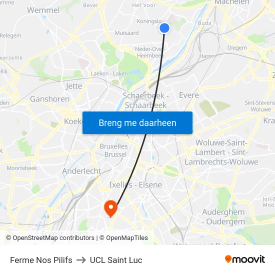Ferme Nos Pilifs to UCL Saint Luc map