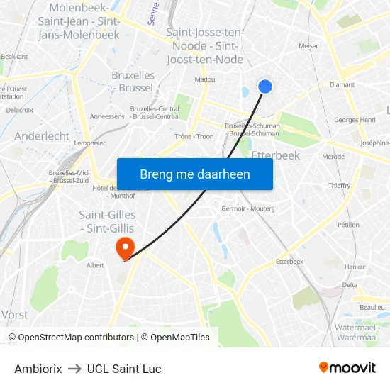 Ambiorix to UCL Saint Luc map