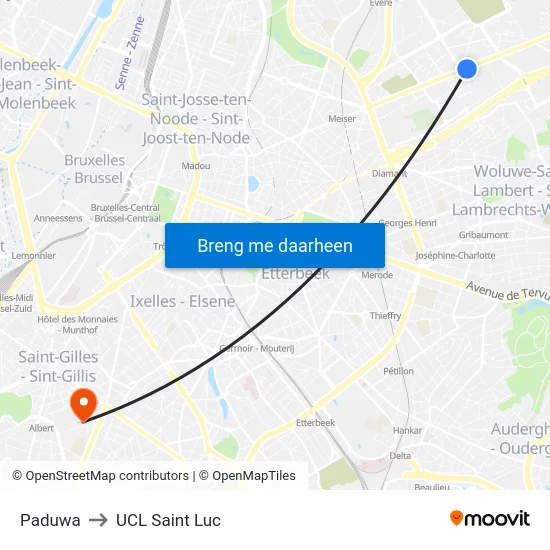 Paduwa to UCL Saint Luc map