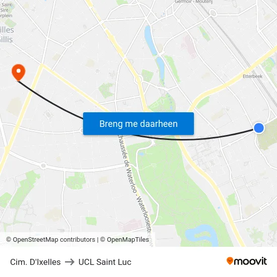 Cim. D'Ixelles to UCL Saint Luc map