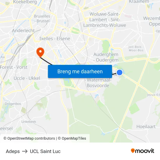 Adeps to UCL Saint Luc map