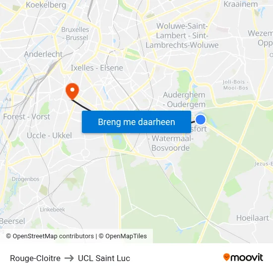 Rouge-Cloitre to UCL Saint Luc map