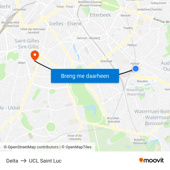 Delta to UCL Saint Luc map