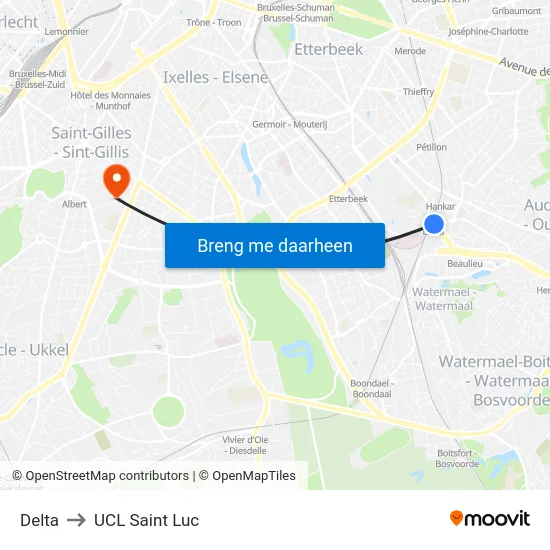 Delta to UCL Saint Luc map