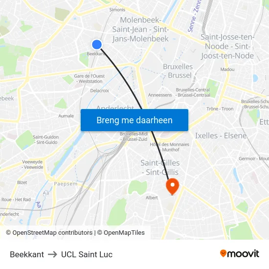 Beekkant to UCL Saint Luc map