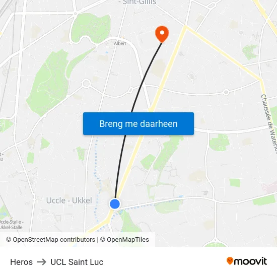 Heros to UCL Saint Luc map