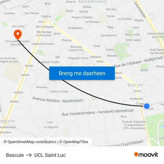 Bascule to UCL Saint Luc map