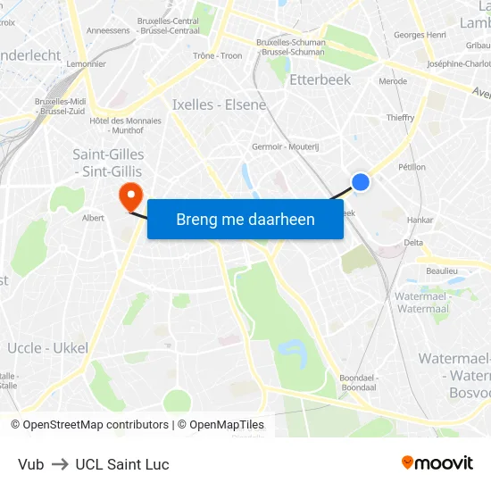 Vub to UCL Saint Luc map