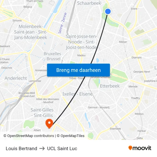 Louis Bertrand to UCL Saint Luc map