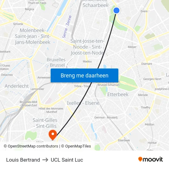 Louis Bertrand to UCL Saint Luc map