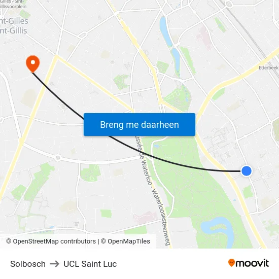 Solbosch to UCL Saint Luc map