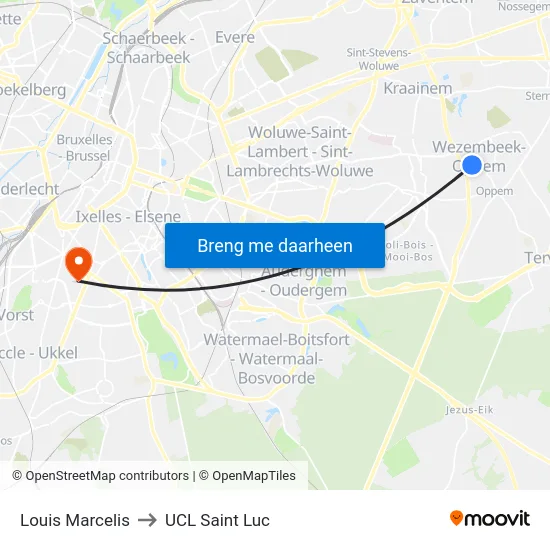 Louis Marcelis to UCL Saint Luc map