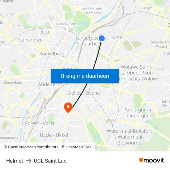 Helmet to UCL Saint Luc map