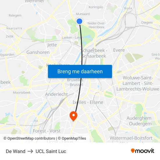 De Wand to UCL Saint Luc map