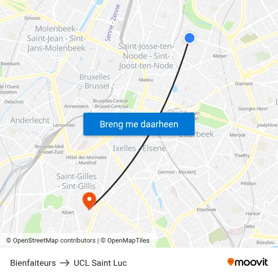 Bienfaiteurs to UCL Saint Luc map