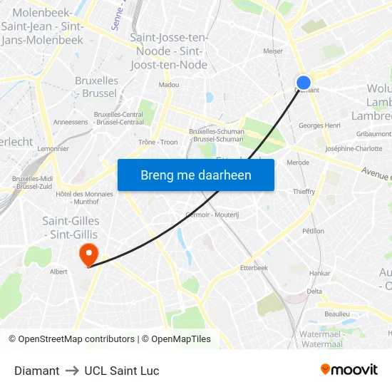 Diamant to UCL Saint Luc map
