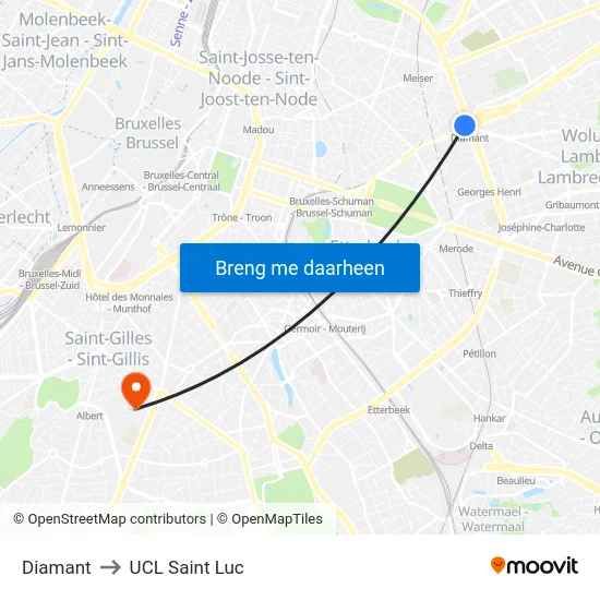 Diamant to UCL Saint Luc map