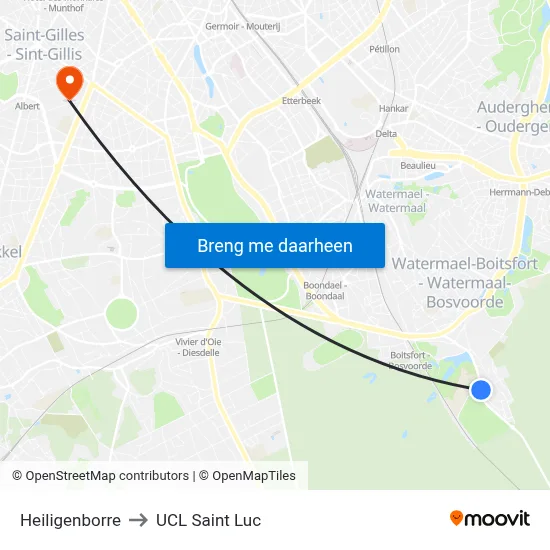 Heiligenborre to UCL Saint Luc map