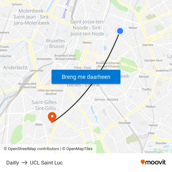 Dailly to UCL Saint Luc map