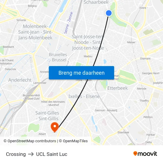 Crossing to UCL Saint Luc map