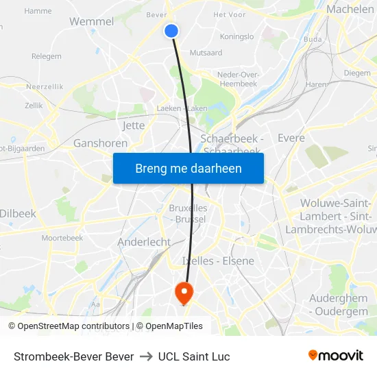 Strombeek-Bever Bever to UCL Saint Luc map