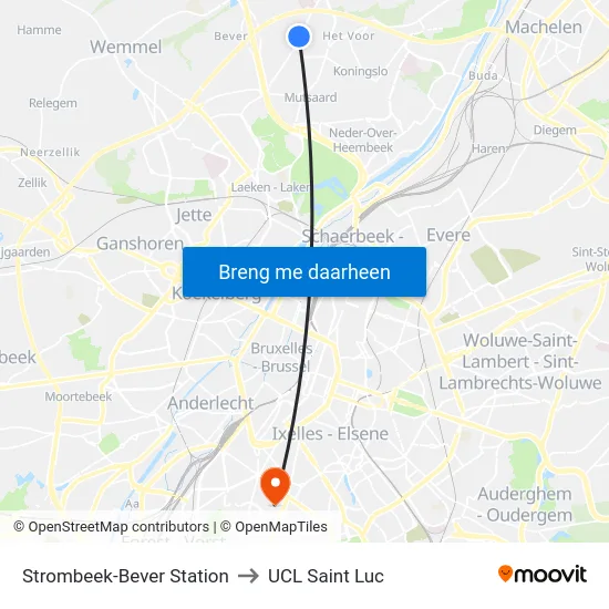 Strombeek-Bever Station to UCL Saint Luc map