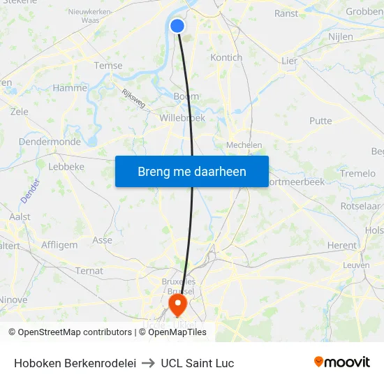 Hoboken Berkenrodelei to UCL Saint Luc map