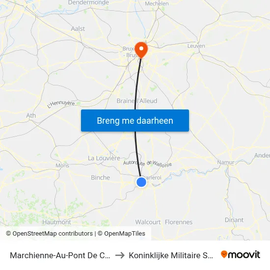 Marchienne-Au-Pont De Cartier to Koninklijke Militaire School map