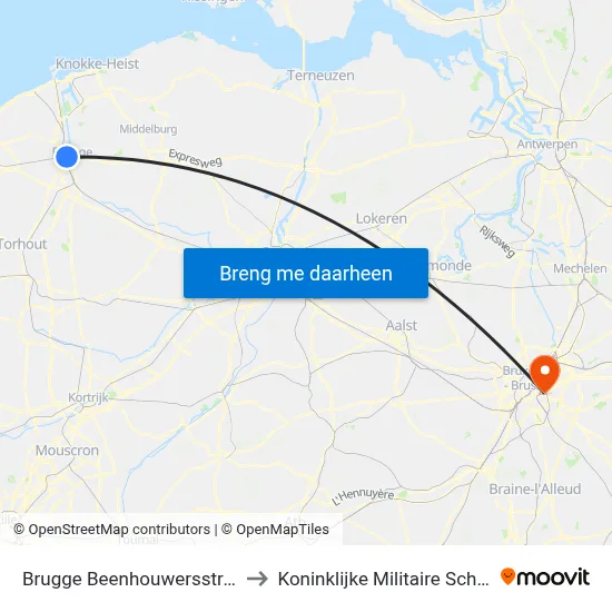Brugge Beenhouwersstraat to Koninklijke Militaire School map