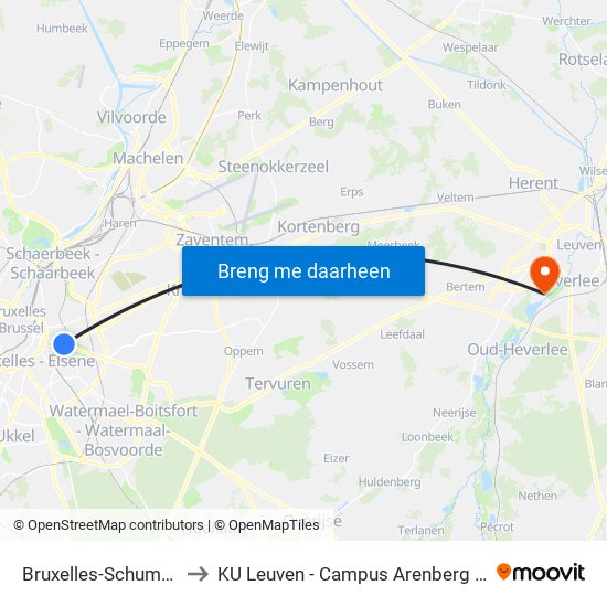 Bruxelles-Schuman to KU Leuven - Campus Arenberg III map