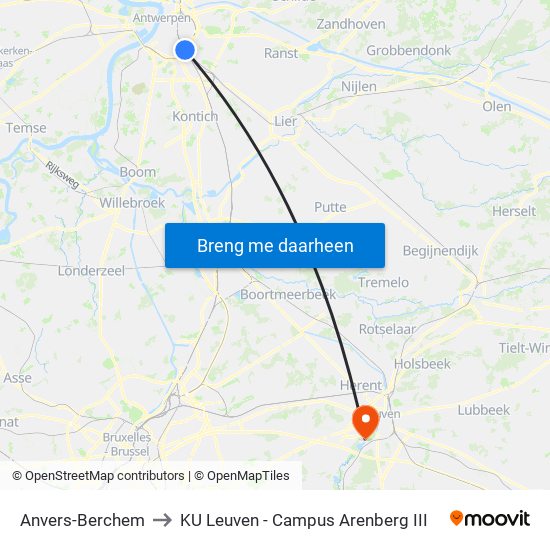 Anvers-Berchem to KU Leuven - Campus Arenberg III map