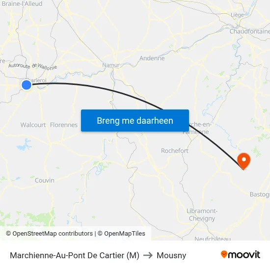 Marchienne-Au-Pont De Cartier (M) to Mousny map
