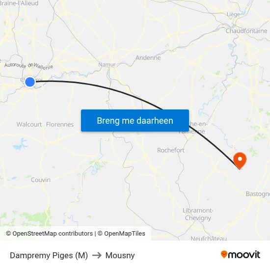 Dampremy Piges (M) to Mousny map