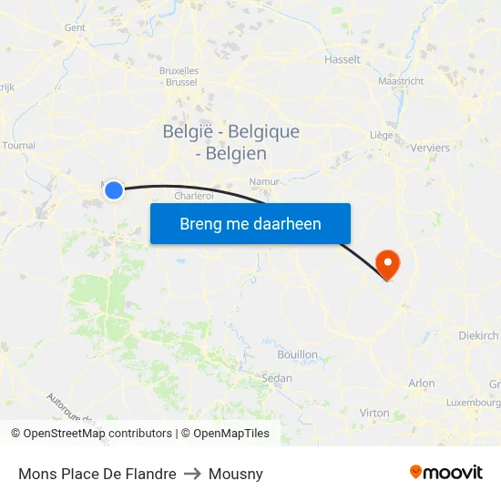 Mons Place De Flandre to Mousny map